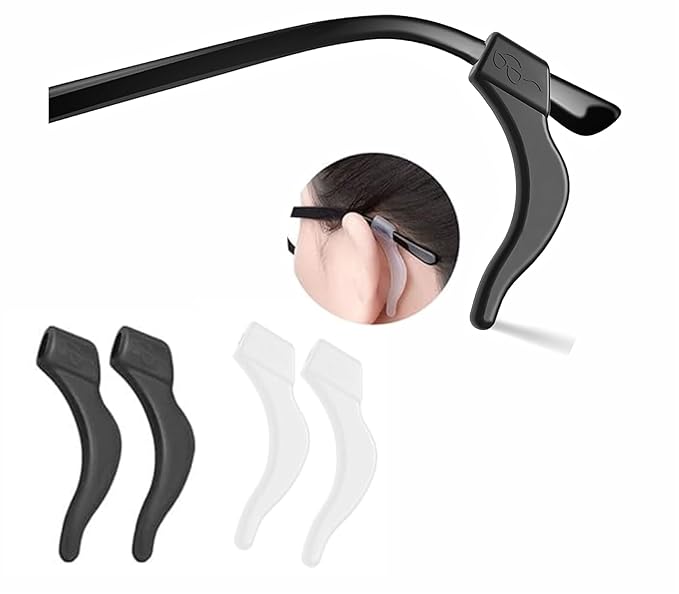FEORA Ear Grips Supporter for Spectacles Hook Temple Tips Retainer Spectacle holder Eye Glasses Spec supporter hooks Anti Slipping Anti-Fall Eye Glass Holder for Eyewear Specs holder Strap - Pairs