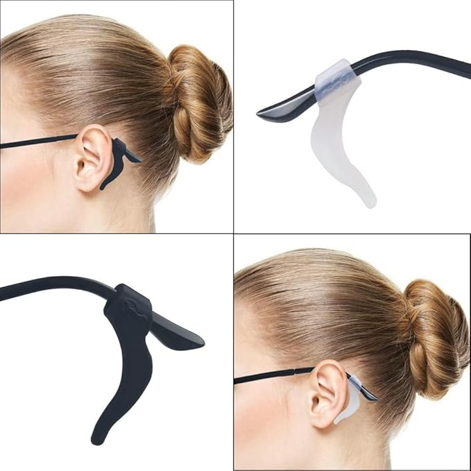 FEORA Ear Grips Supporter for Spectacles Hook Temple Tips Retainer Spectacle holder Eye Glasses Spec supporter hooks Anti Slipping Anti-Fall Eye Glass Holder for Eyewear Specs holder Strap - Pairs
