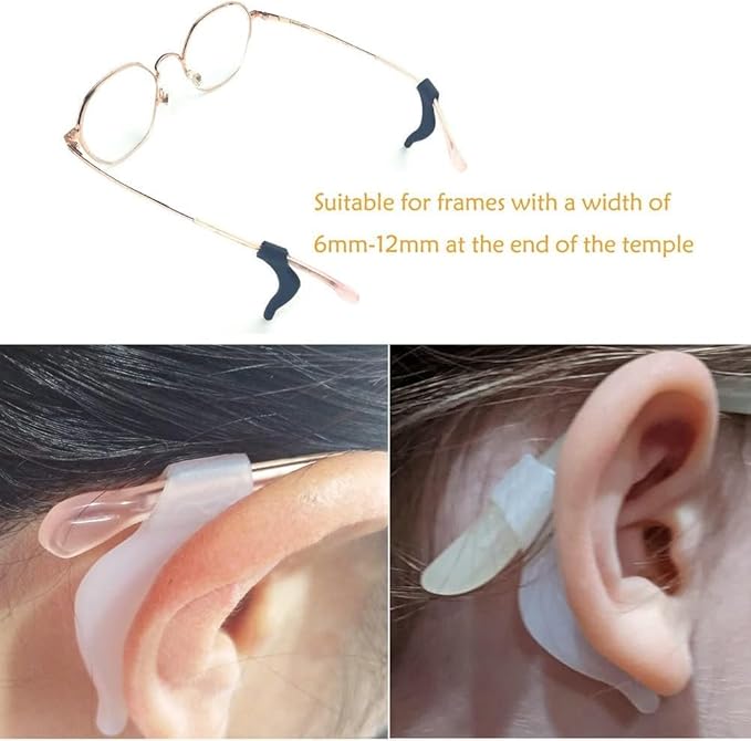 FEORA Ear Grips Supporter for Spectacles Hook Temple Tips Retainer Spectacle holder Eye Glasses Spec supporter hooks Anti Slipping Anti-Fall Eye Glass Holder for Eyewear Specs holder Strap - Pairs