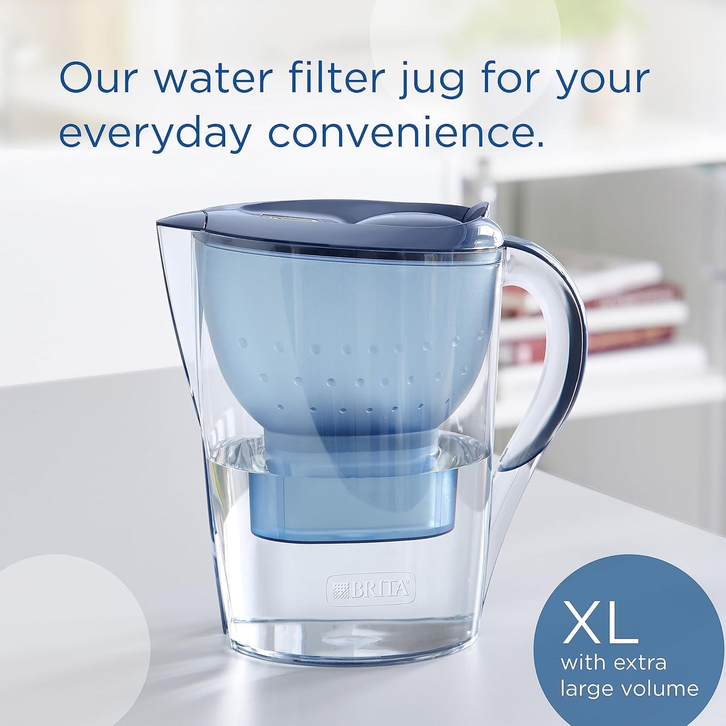 BRITA Marella XL German Made Water Filter Jug 3.5 L Blue | Powerful Filtration with MicroFlow Technology | Activated Micro Carbon Pearls for Fresh and Enriched Taste of Water