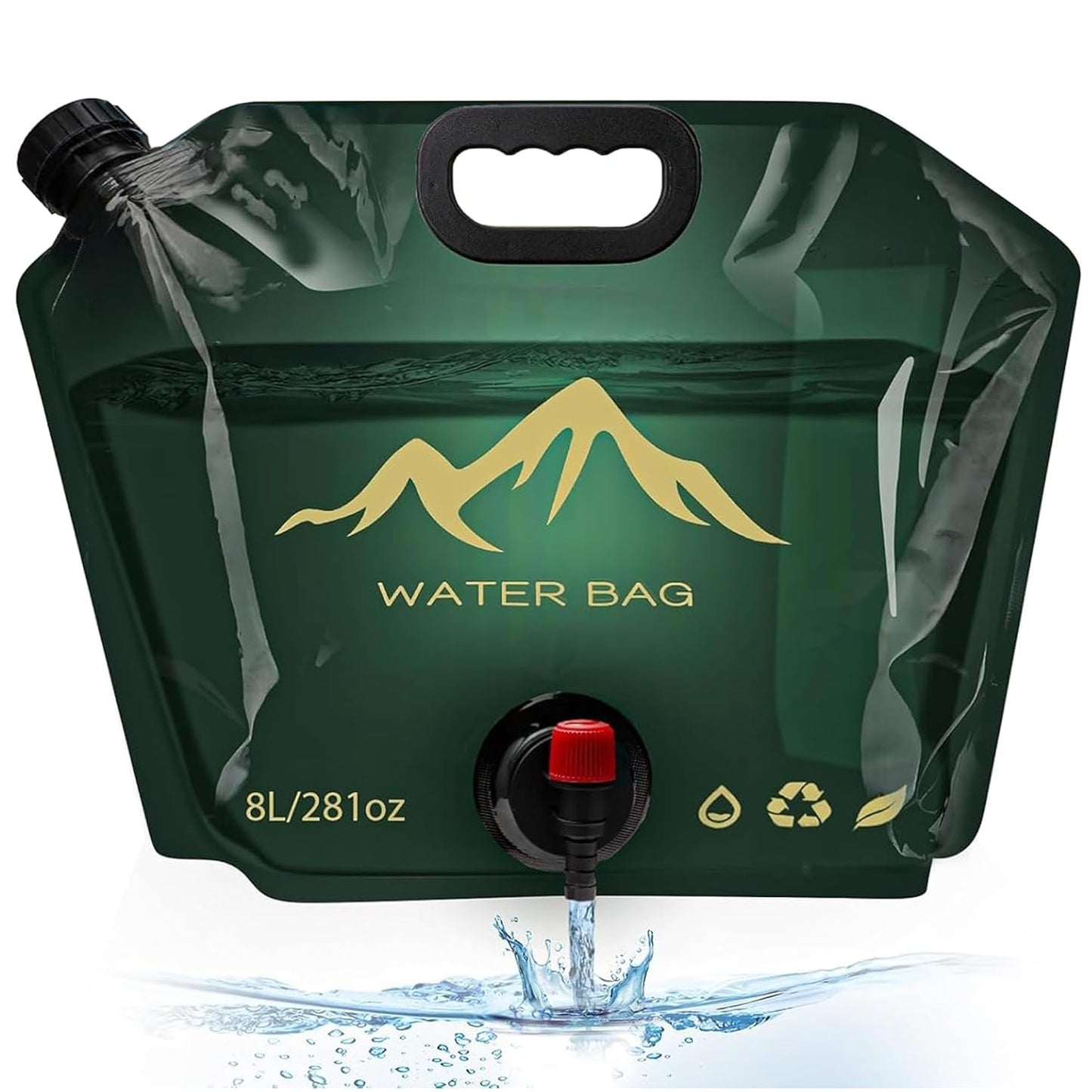Vivue 8 Liter Collapsible Emergency Water Storage Bag with Tap for Camping, BPA Free Plastic Water Carrier Tank, Foldable Water Jug Container Bag for Travel, Hiking,Desert Survival,Outdoor Adventure