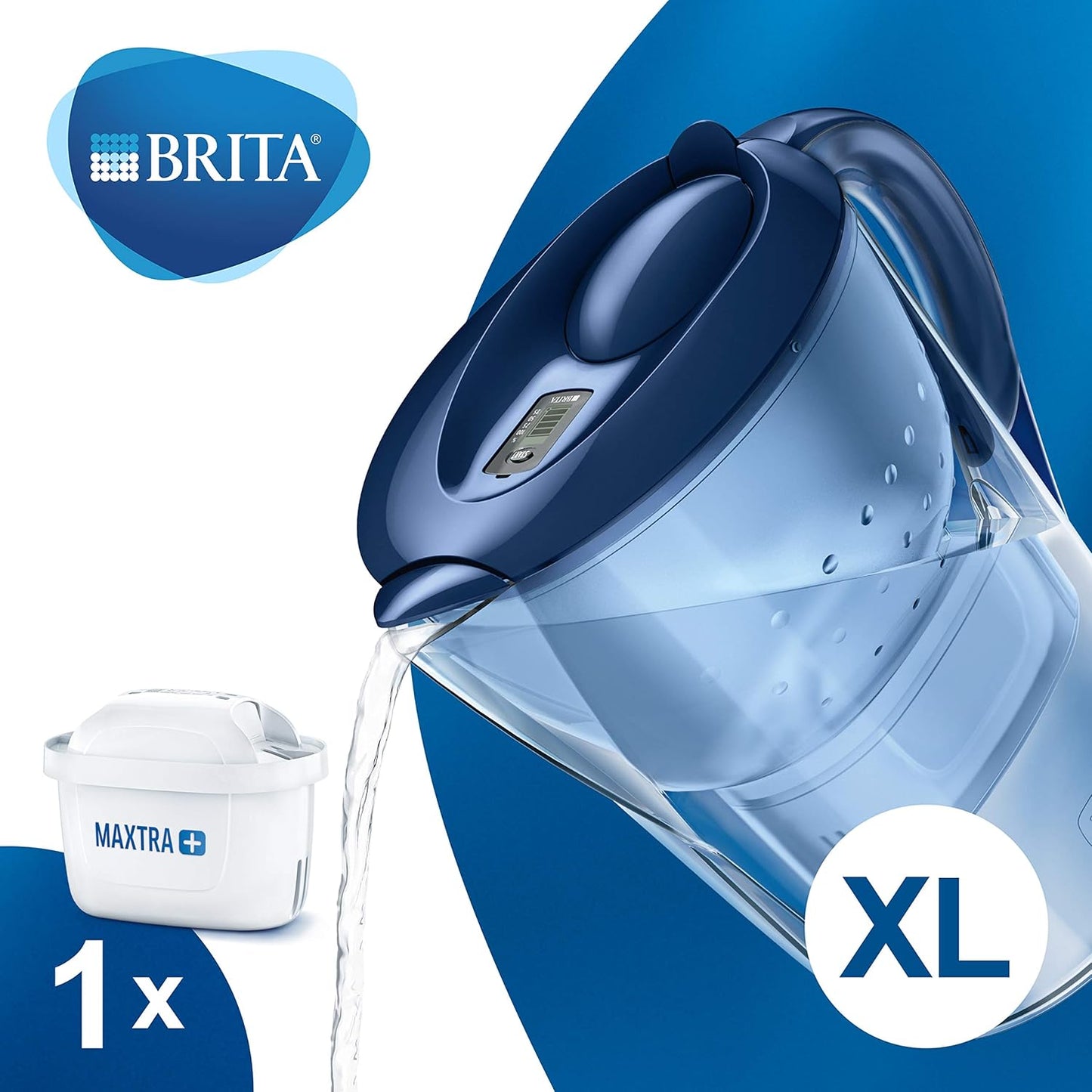 BRITA Marella XL German Made Water Filter Jug 3.5 L Blue | Powerful Filtration with MicroFlow Technology | Activated Micro Carbon Pearls for Fresh and Enriched Taste of Water