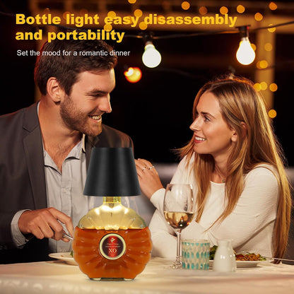 Mebaraul Wireless Bottle Lamp 3 Color Wine Bottle Lights Black Rechargeable, Touch Dimming, Bottle Lamp Shade, 2025 New, for Bedroom, Bar, Restaurants, Outdoor Use